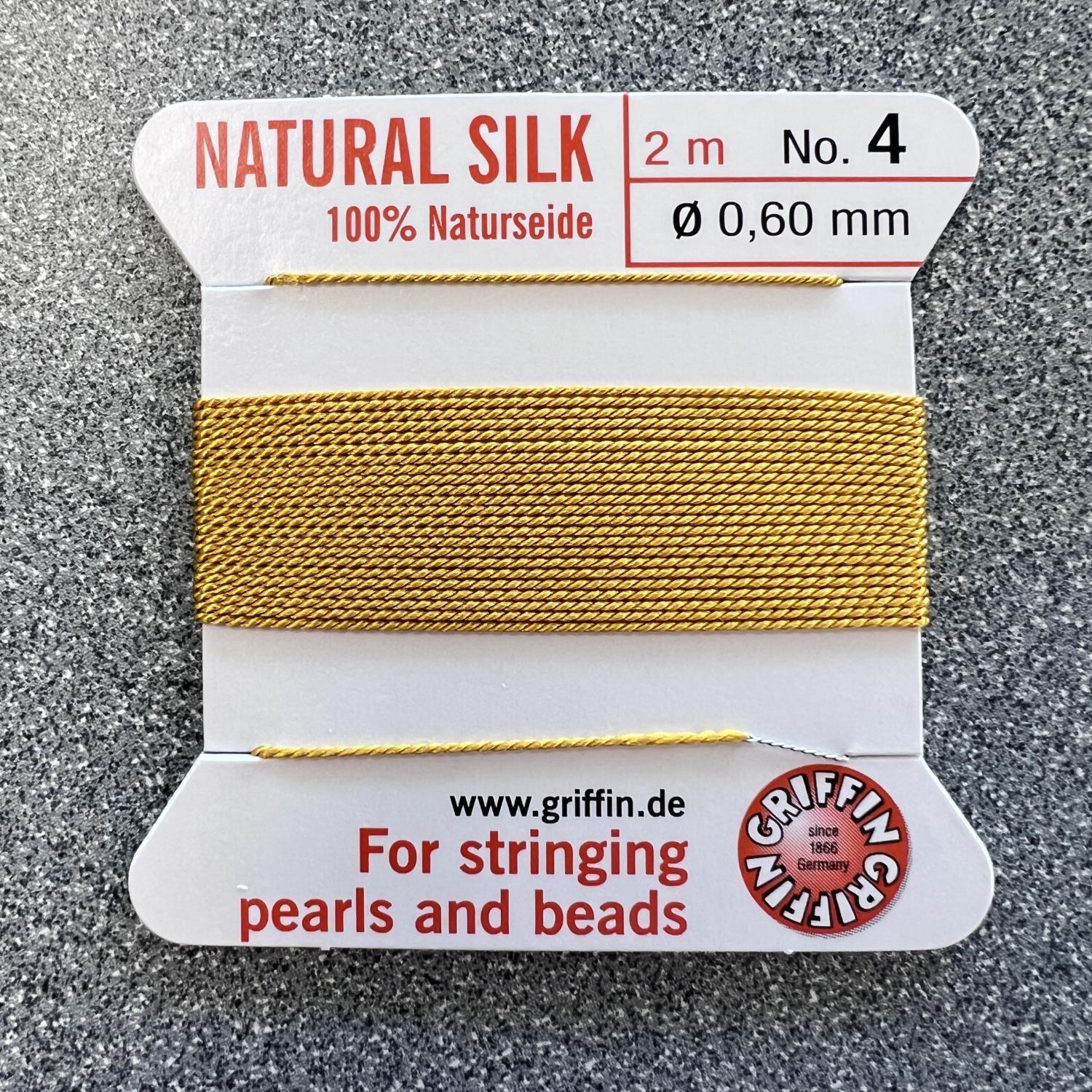 Amber Size 4 (.6MM) Griffin Silk Bead Cord With Flex Needle