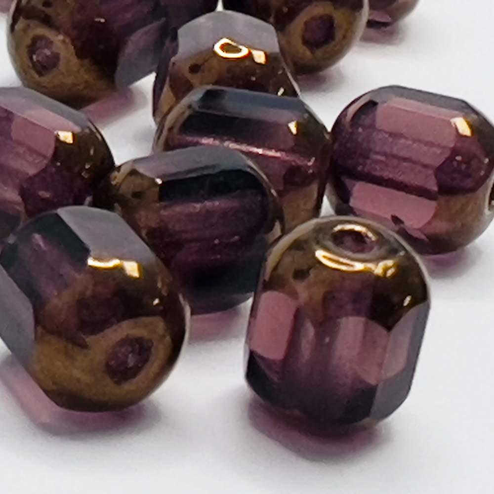 Amethyst 6MM Cathedral Bead With Gold Ends