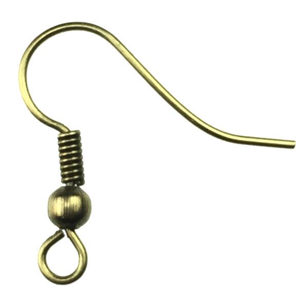 Antique Brass Earwire Ball and Coil