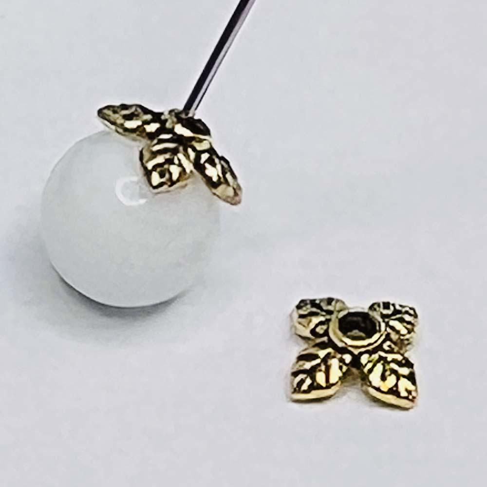 Antique Gold Plate 6MM Floral Leaf Bead Cap
