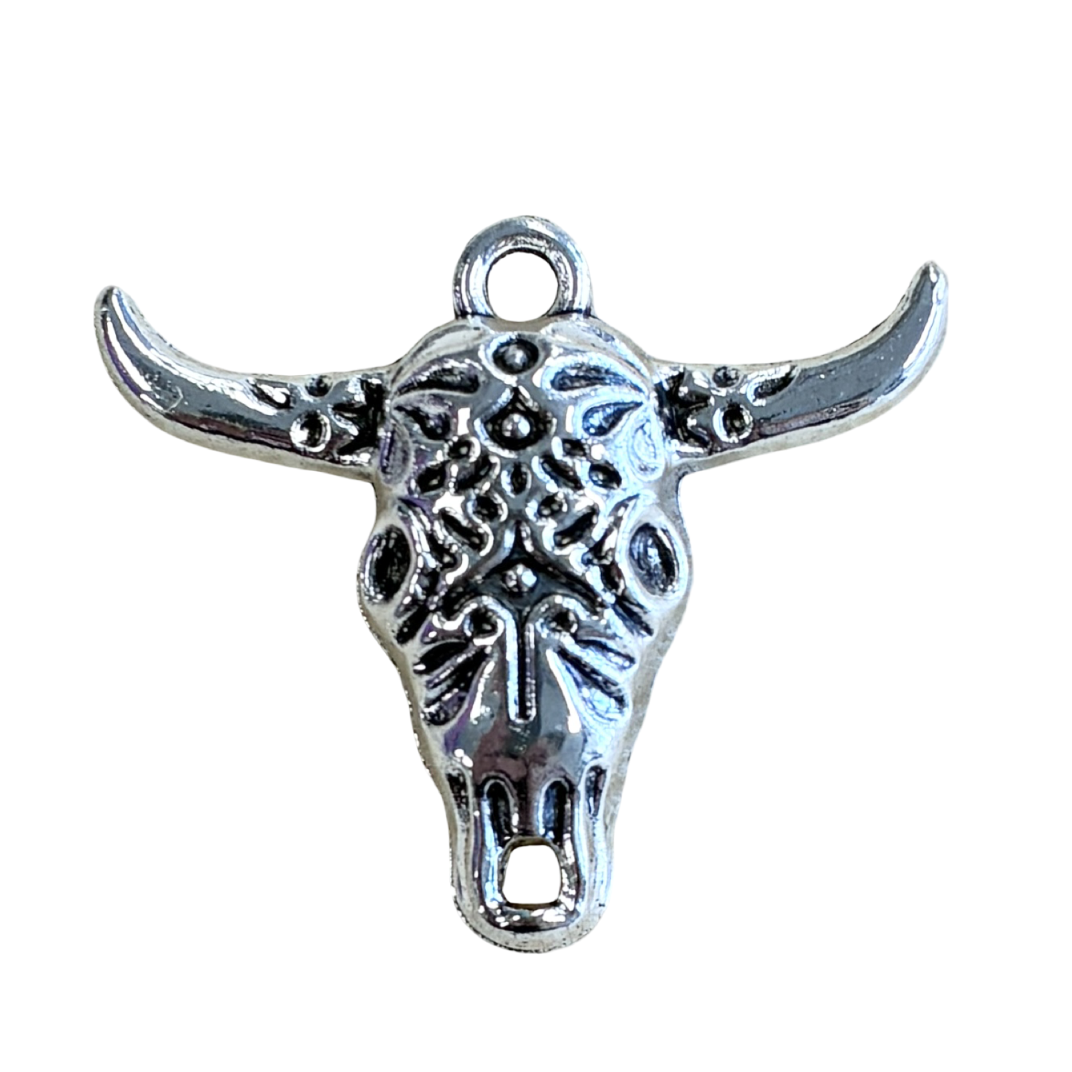 Antique Silver 25x29MM Buffalo Skull