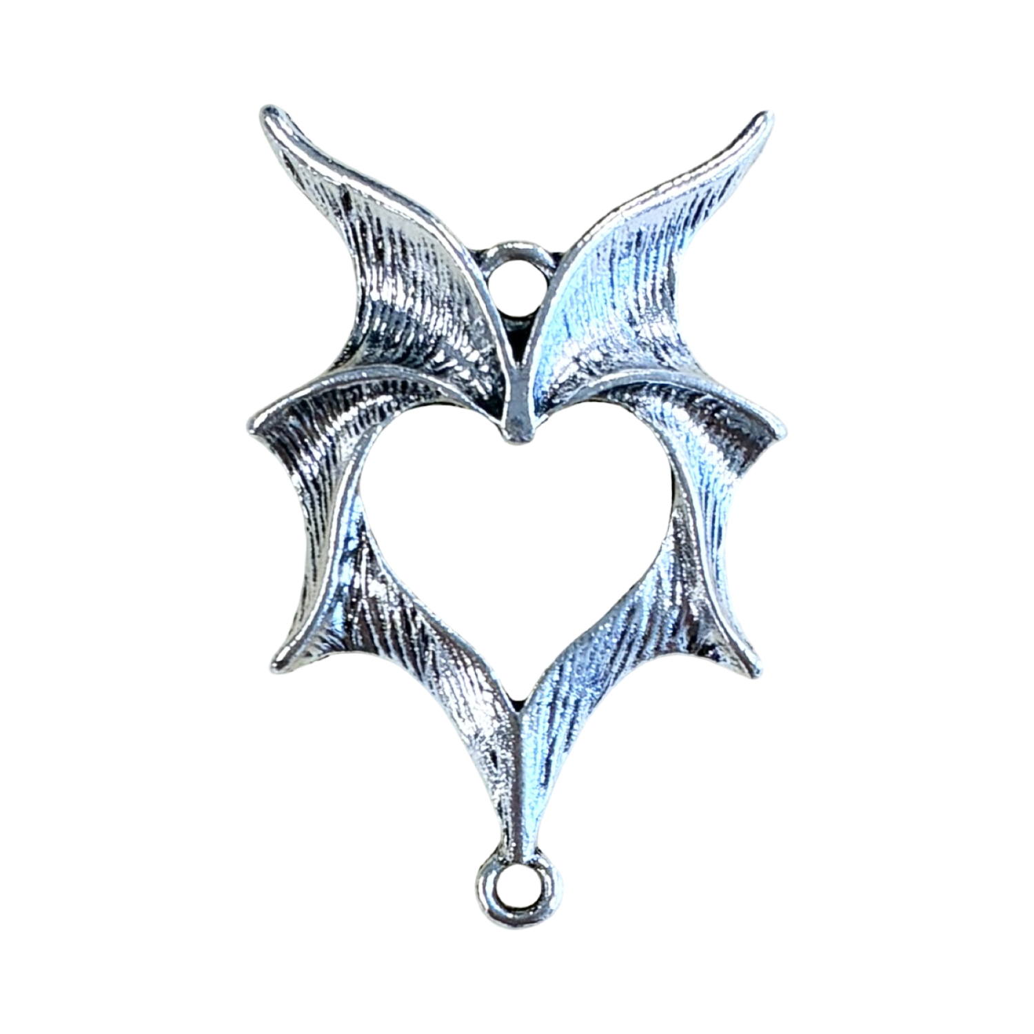 Antique Silver Bat Wing Heart 34x22MM