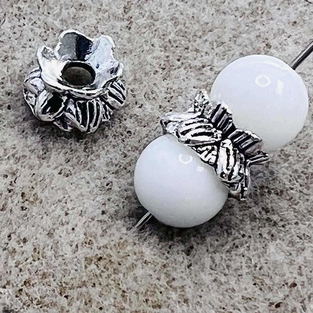 Antique Silver Plate 10MM Lotus Flower Bead Cap