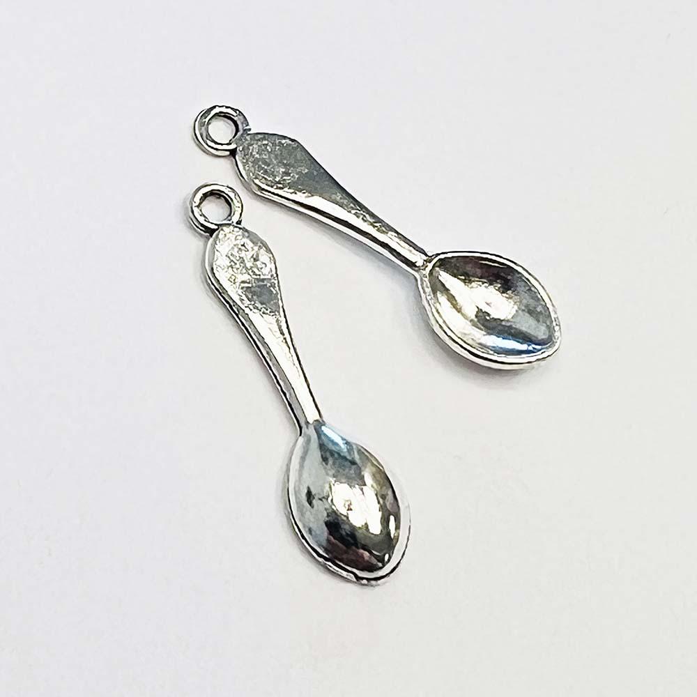 Antique Silver Plate 26x7MM Spoon Pendant Charm