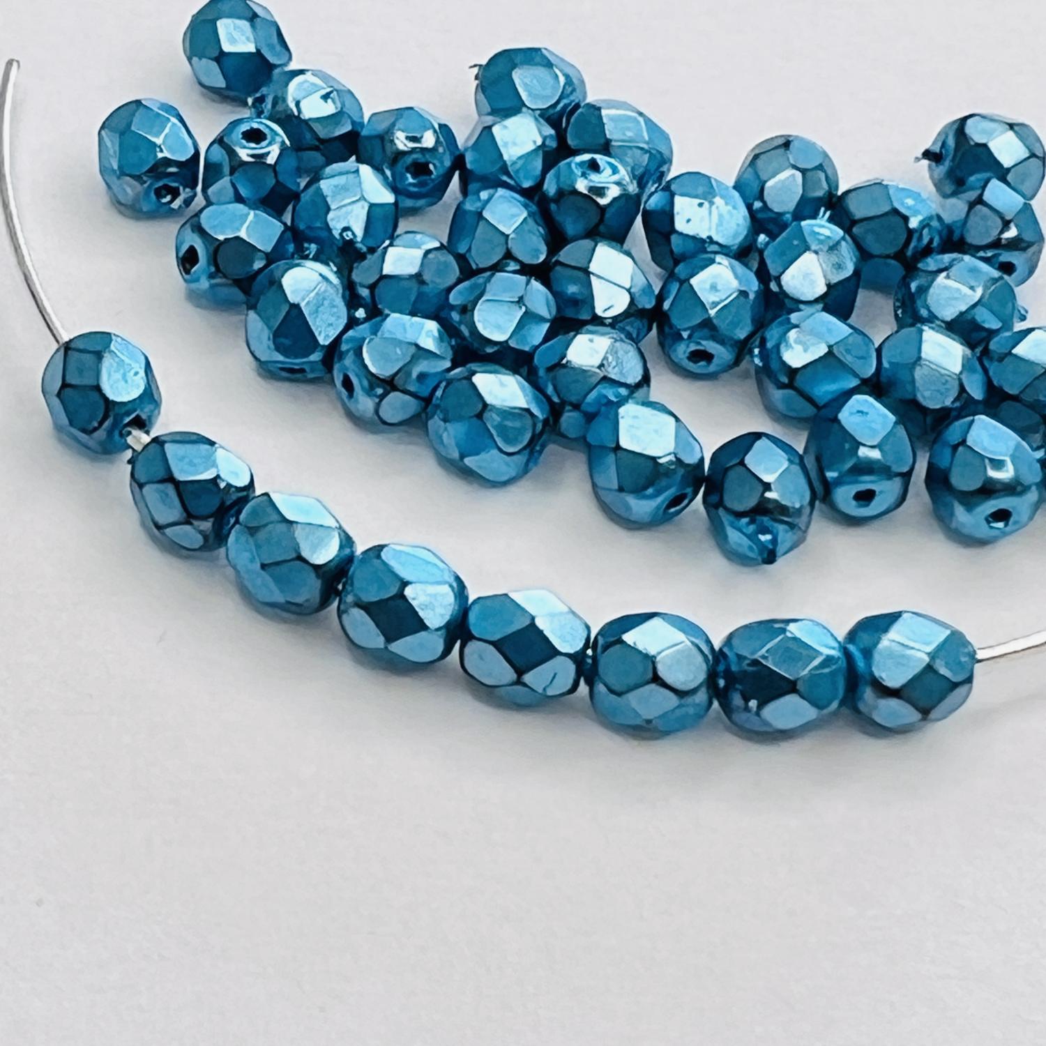 Aqua Pearl 4MM Fire Polish Ball