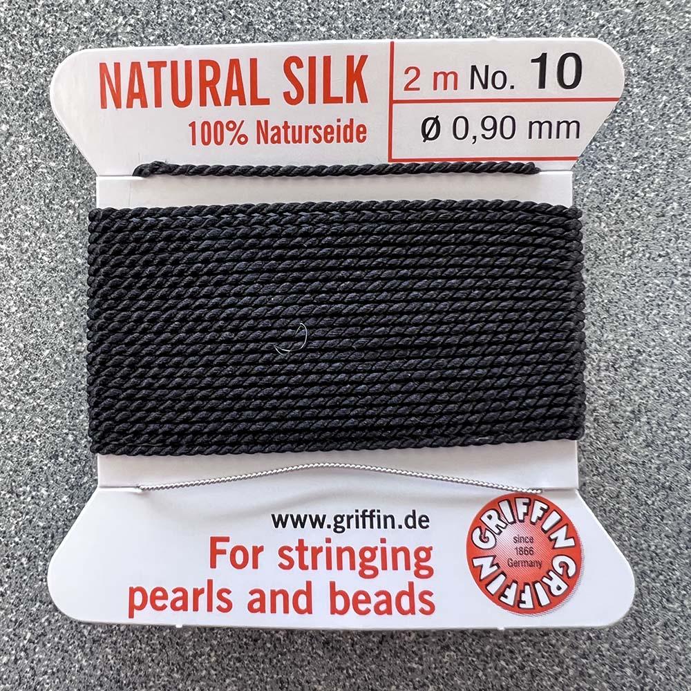 Black Size 10 (.9MM) Griffin Silk Bead Cord With Flex Needle