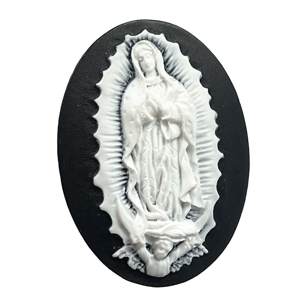 Black With White Guadalupe 40X30MM Cameo