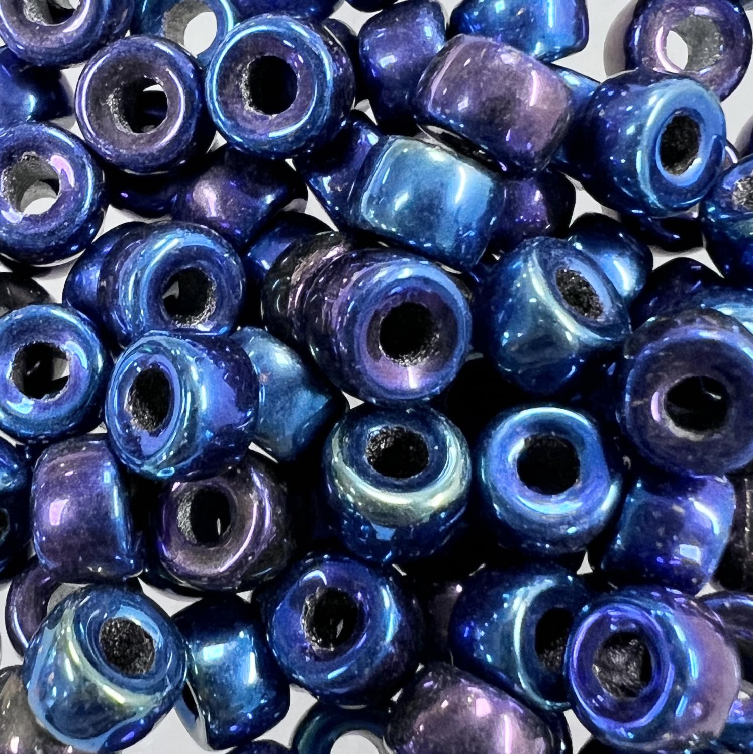 Blue Iris 6x4MM Crow Style Roller Bead With 2MM Large Hole