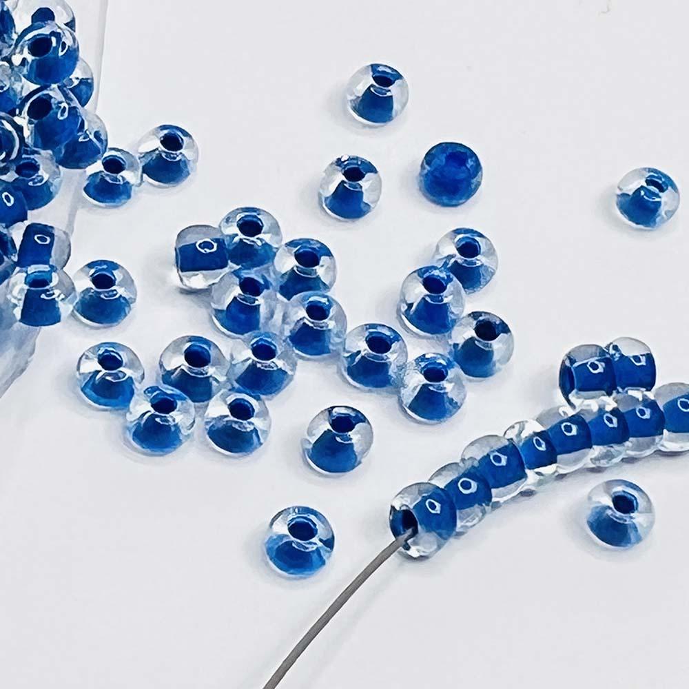 Blue Lined Crystal 6/0 Czech Seed Bead