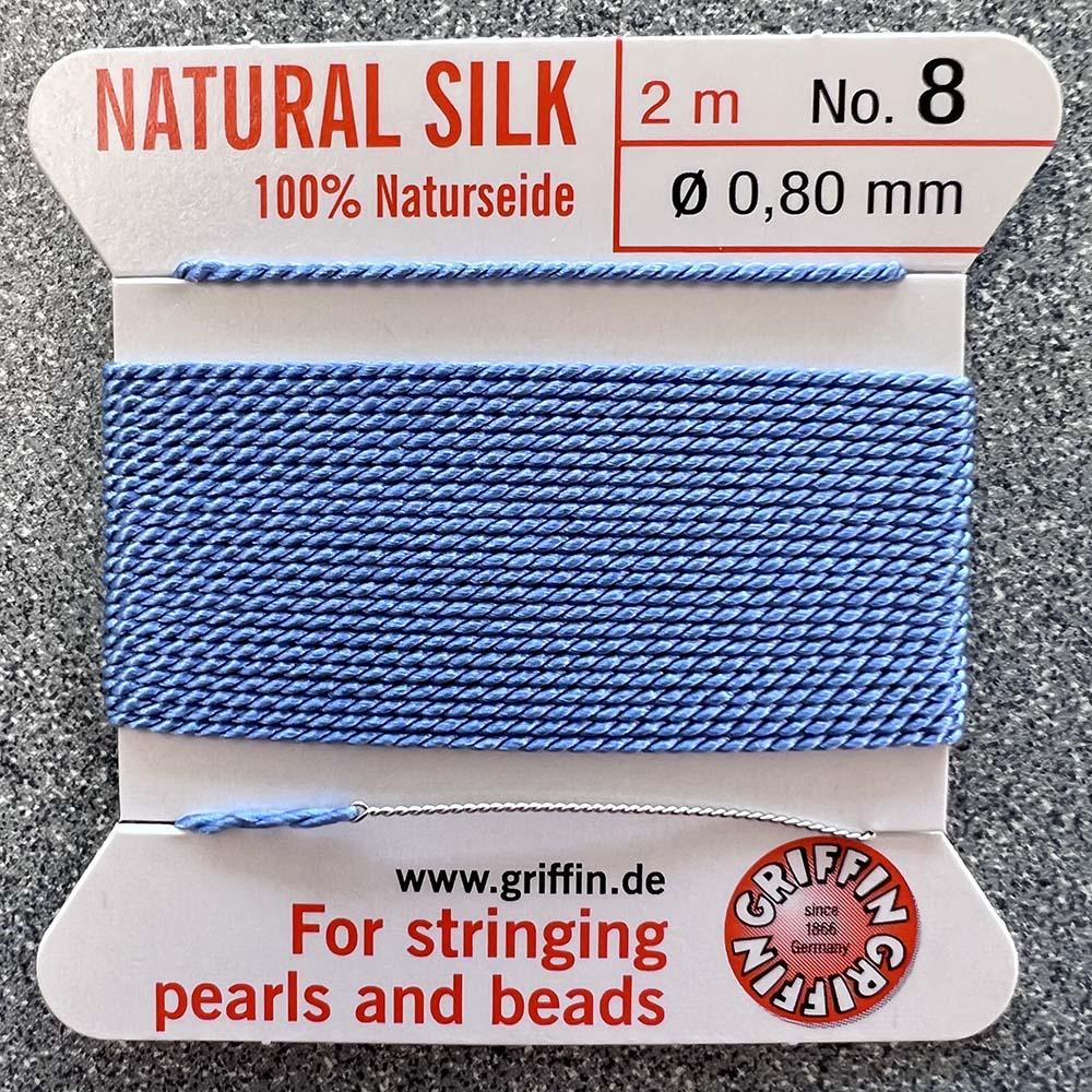 Blue Size 8 (.8MM) Griffin Silk Bead Cord With Flex Needle