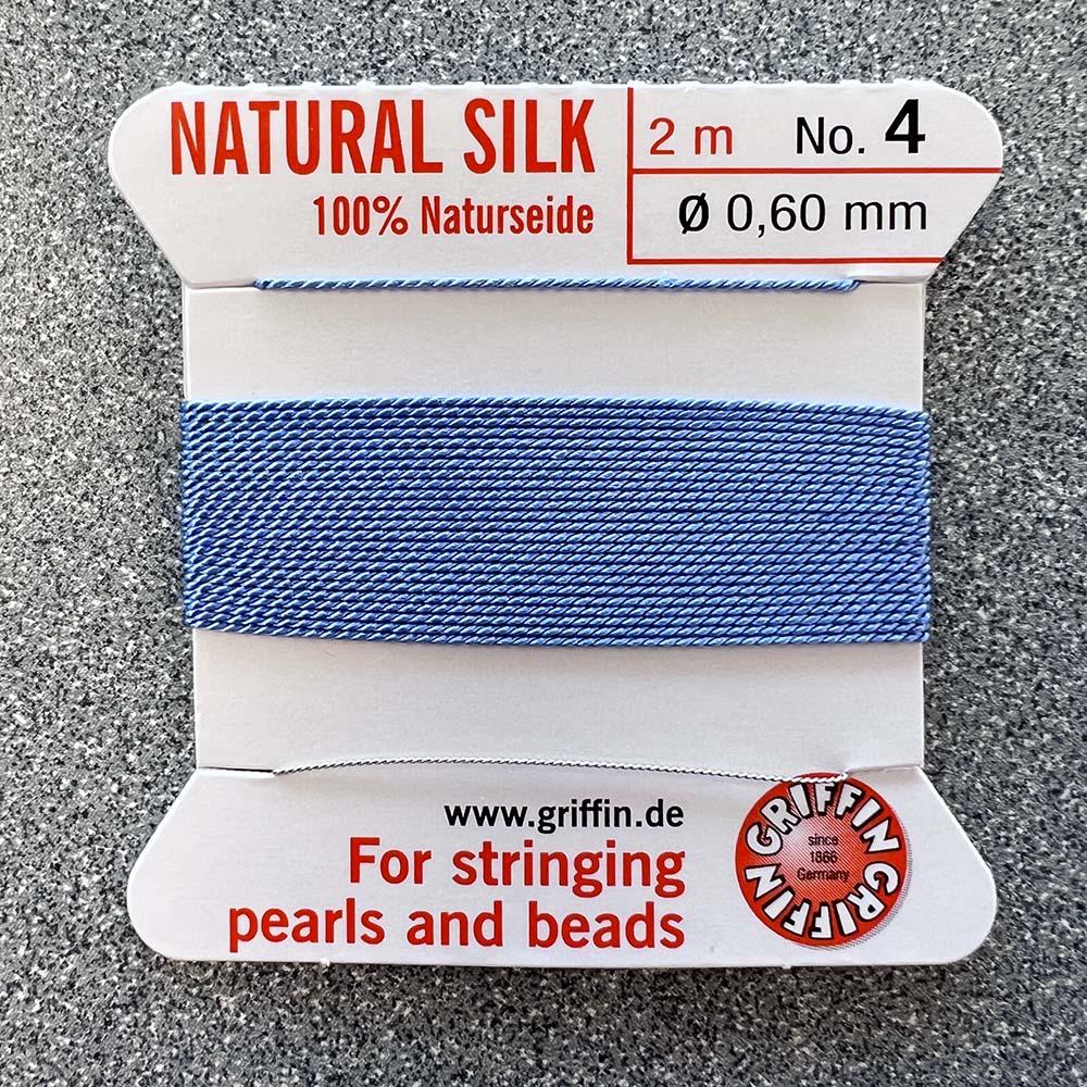 Blue Sz 4 (.6MM) Griffin Silk Bead Cord With Flex Needle