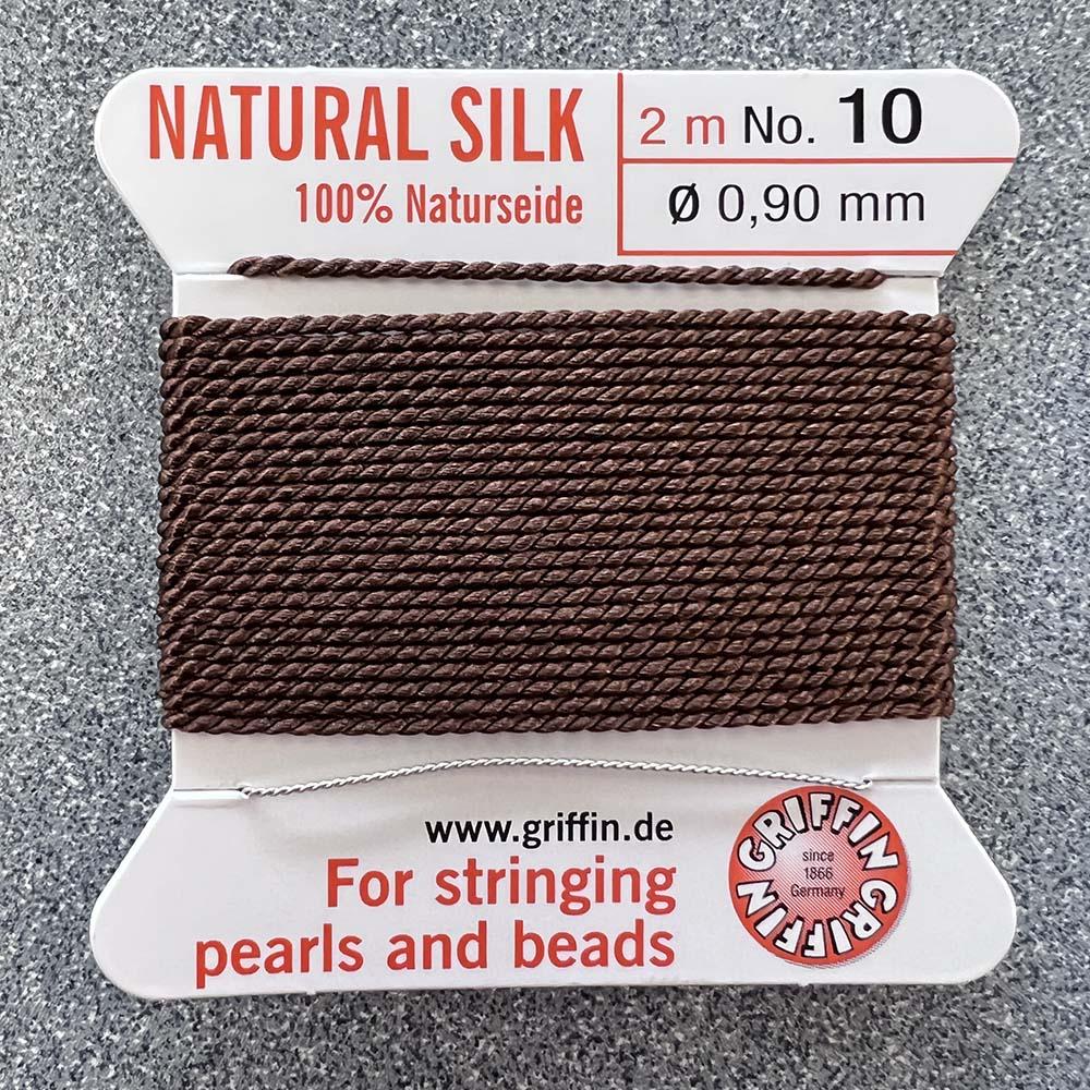 Brown Size 10 (.9MM) Griffin Silk Bead Cord With Flex Needle