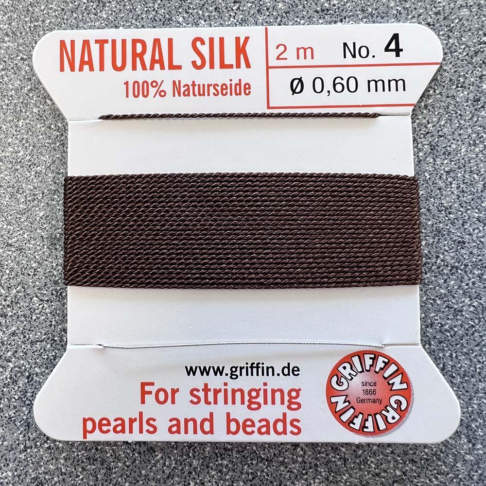 Brown Size 4 (.6MM) Griffin Silk Bead Cord With Flex Needle
