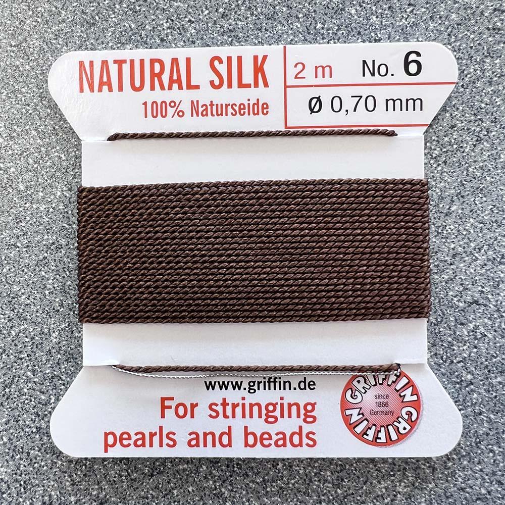 Brown Size 6 (.7mm) Griffin Silk Cord With Flex Needle