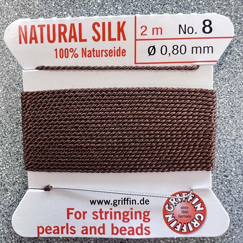 Brown Size 8 (.8MM) Griffin Silk Bead Cord With Flex Needle