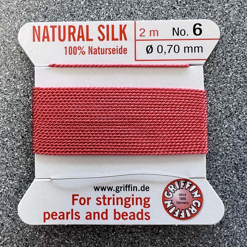 Coral Size 6 (.7mm) Griffin Silk Cord With Flex Needle