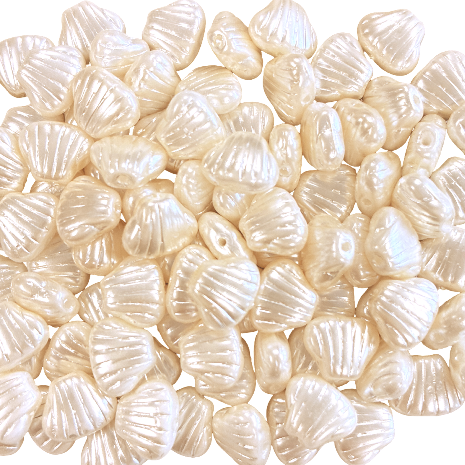 Cream Pearl 8MM Scalloped Bead