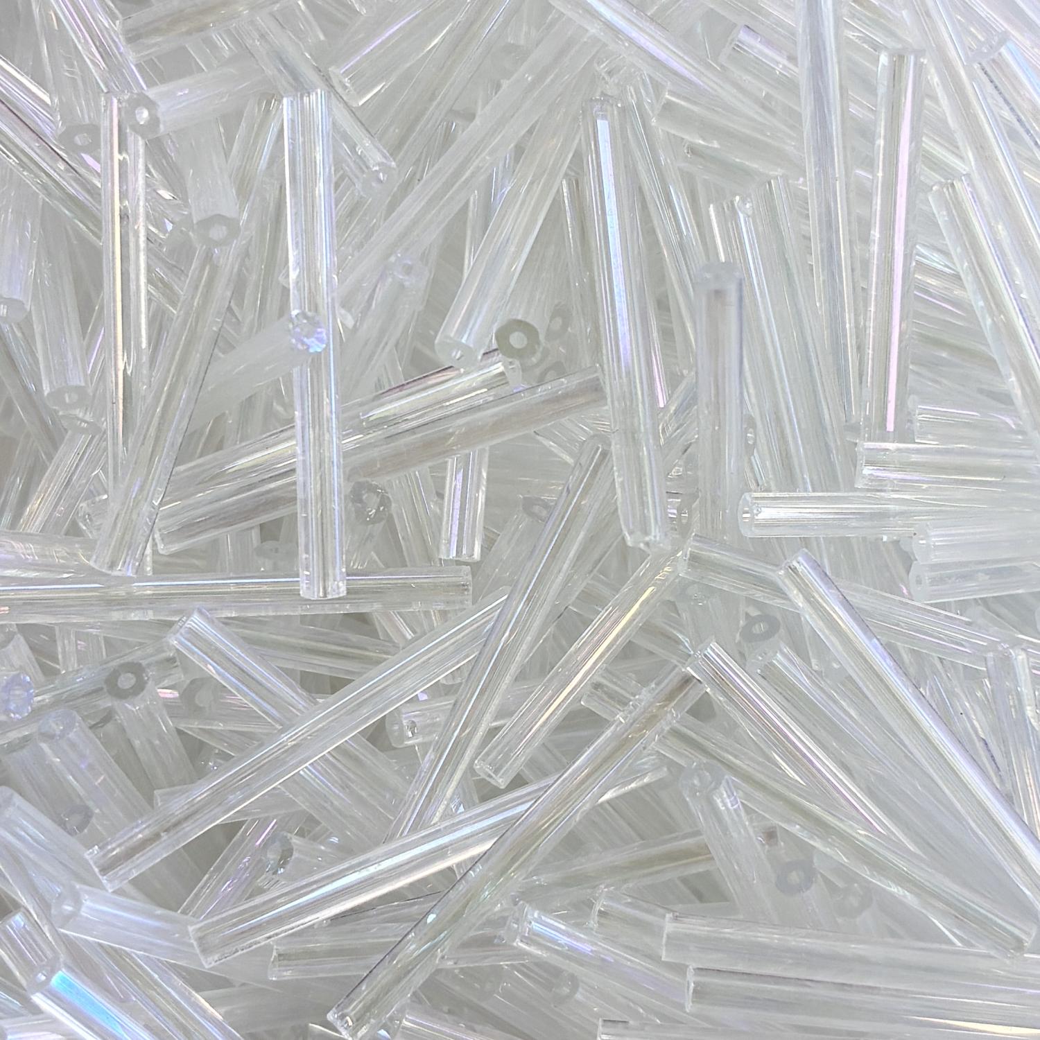 Crystal AB 25x2MM Faceted Bugle
