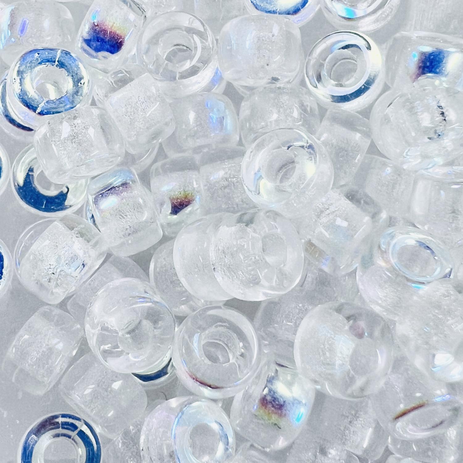 Crystal AB 6x4MM Crow Style Roller Bead With 2MM Large Hole