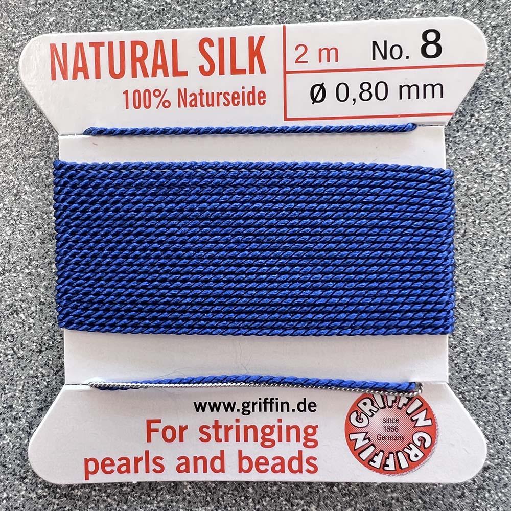 Dark Blue Size 8 (.8MM) Griffin Silk Bead Cord With Flex Needle