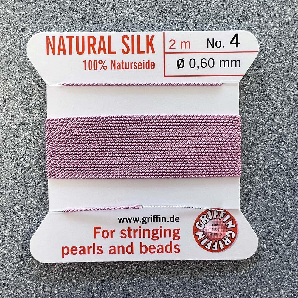 Dark Pink Size 4 (.6MM) Griffin Silk Bead Cord With Flex Needle