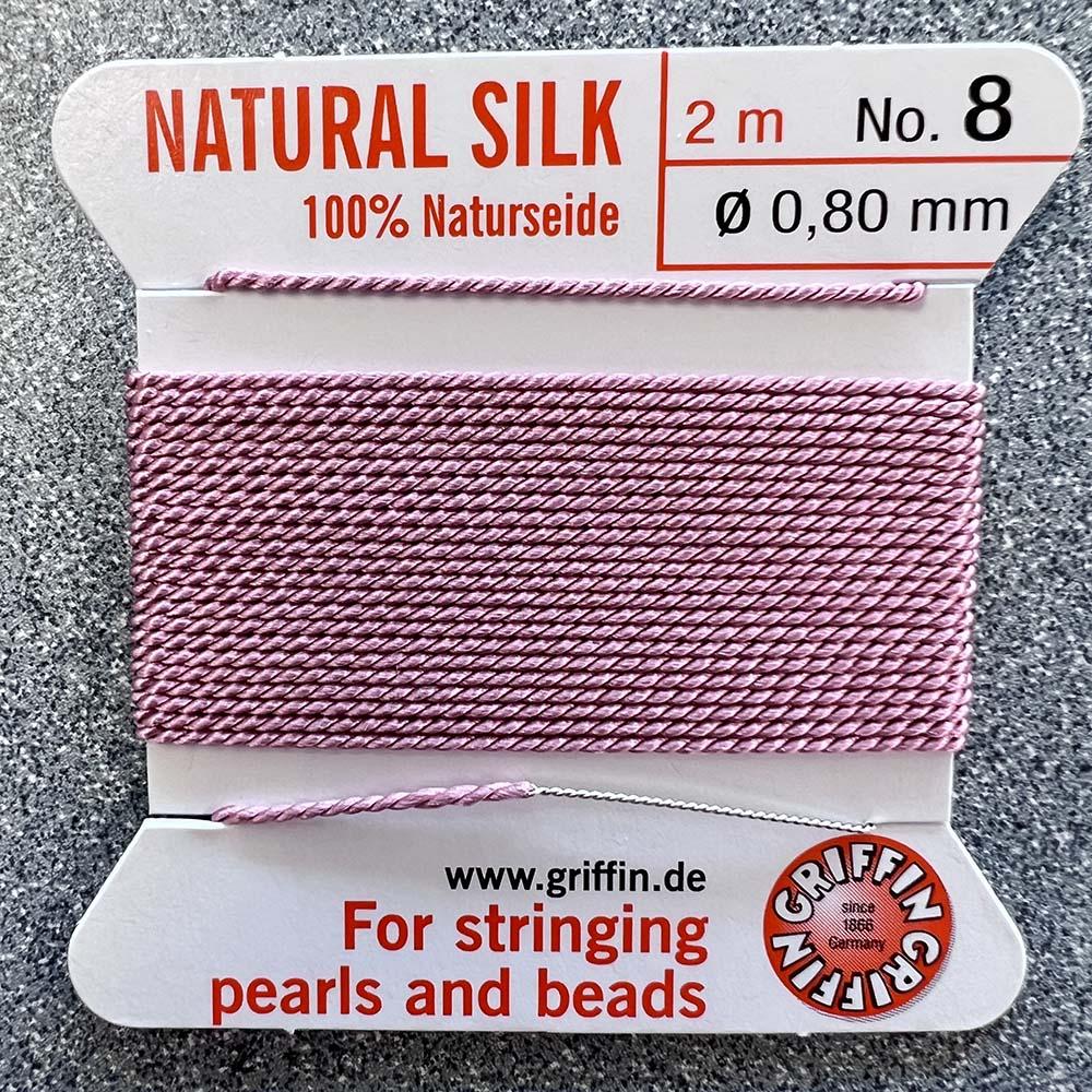 Dark Pink Size 8 (.8MM) Griffin Silk Bead Cord With Flex Needle