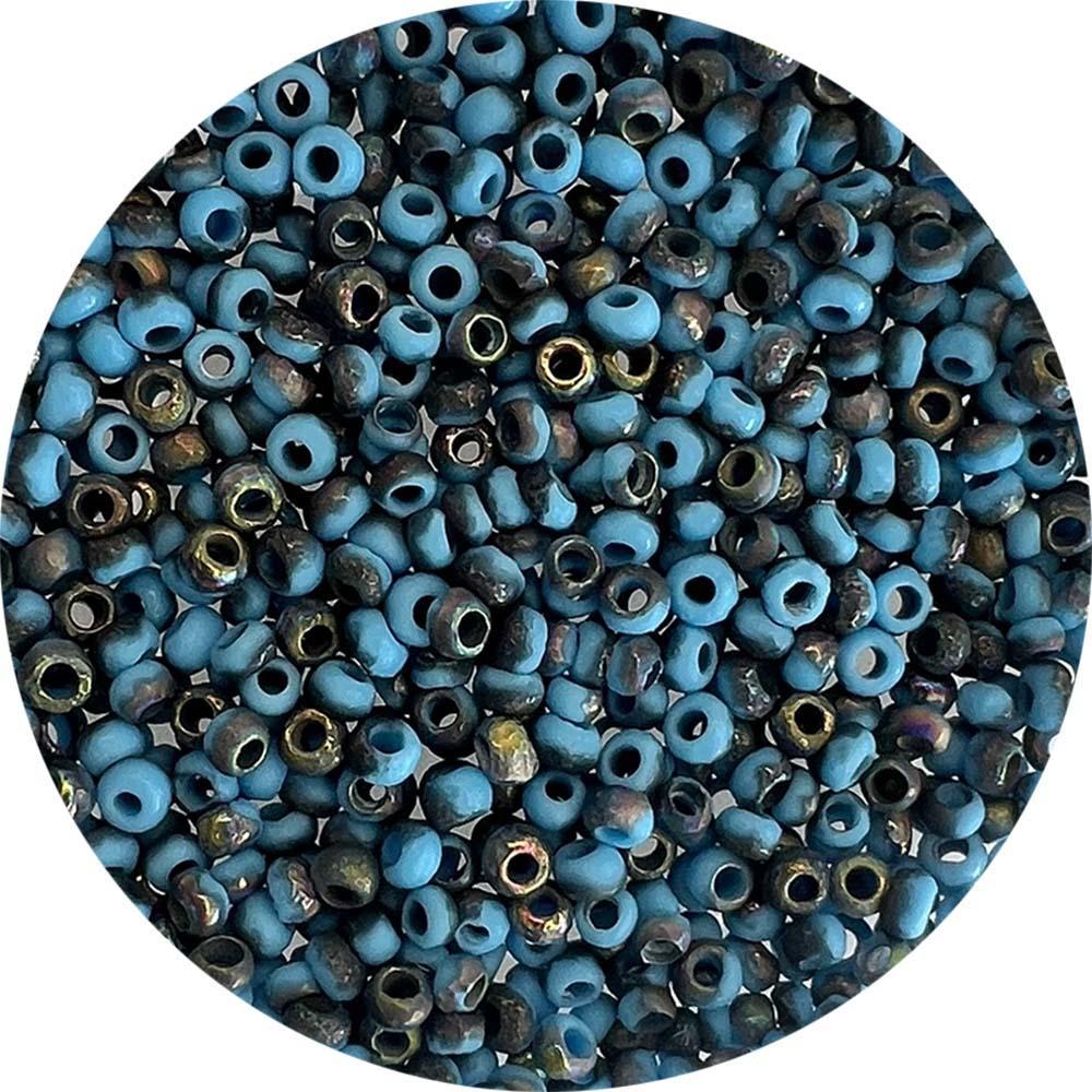Eteched Blue Turquoise With Vitrail 8/0 Seed Bead