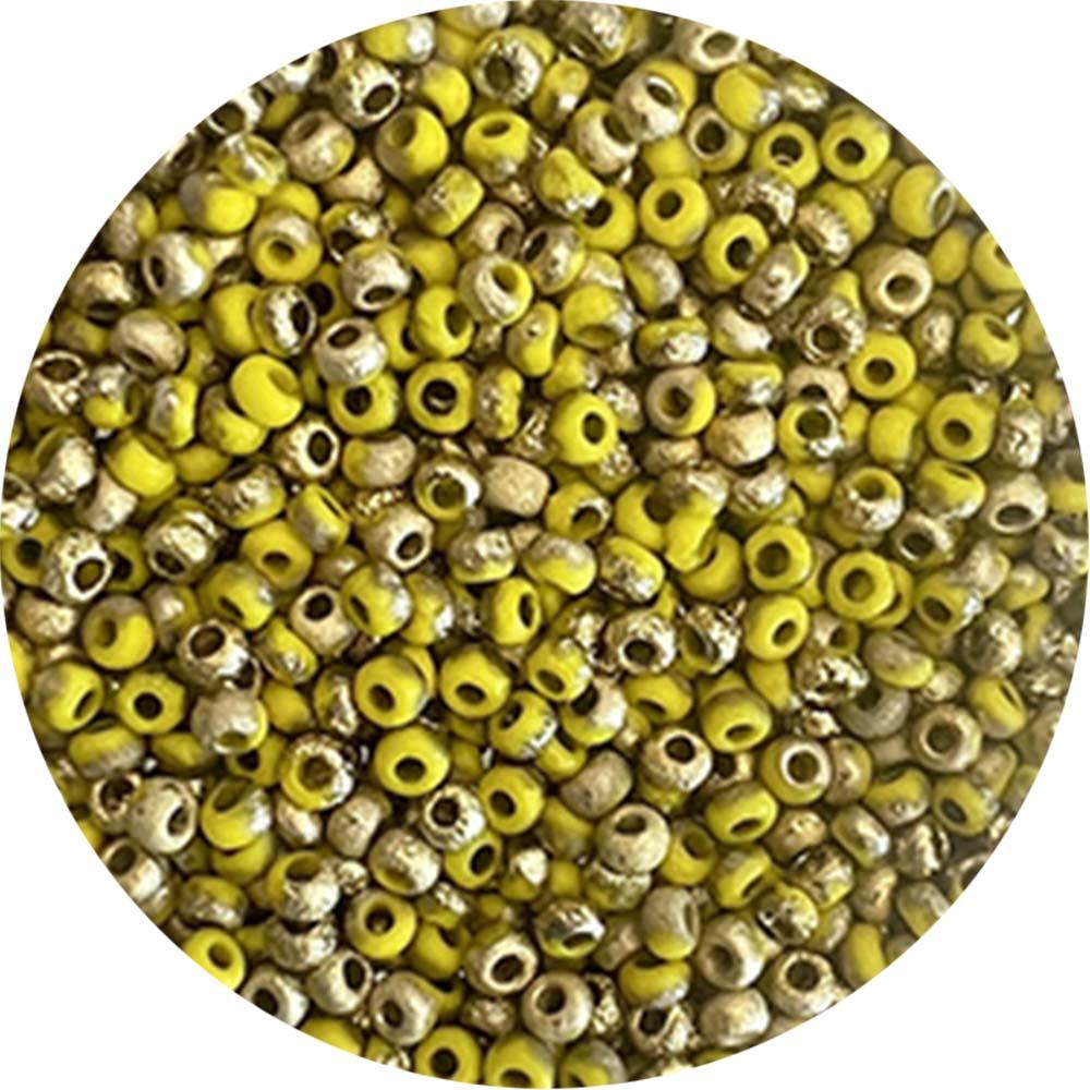 Eteched Yellow With Silver 8/0 Seed Bead