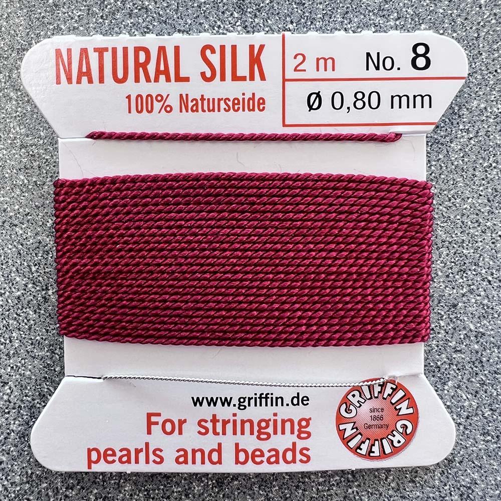 Garnet Size 8 (.8MM) Griffin Silk Bead Cord With Flex Needle