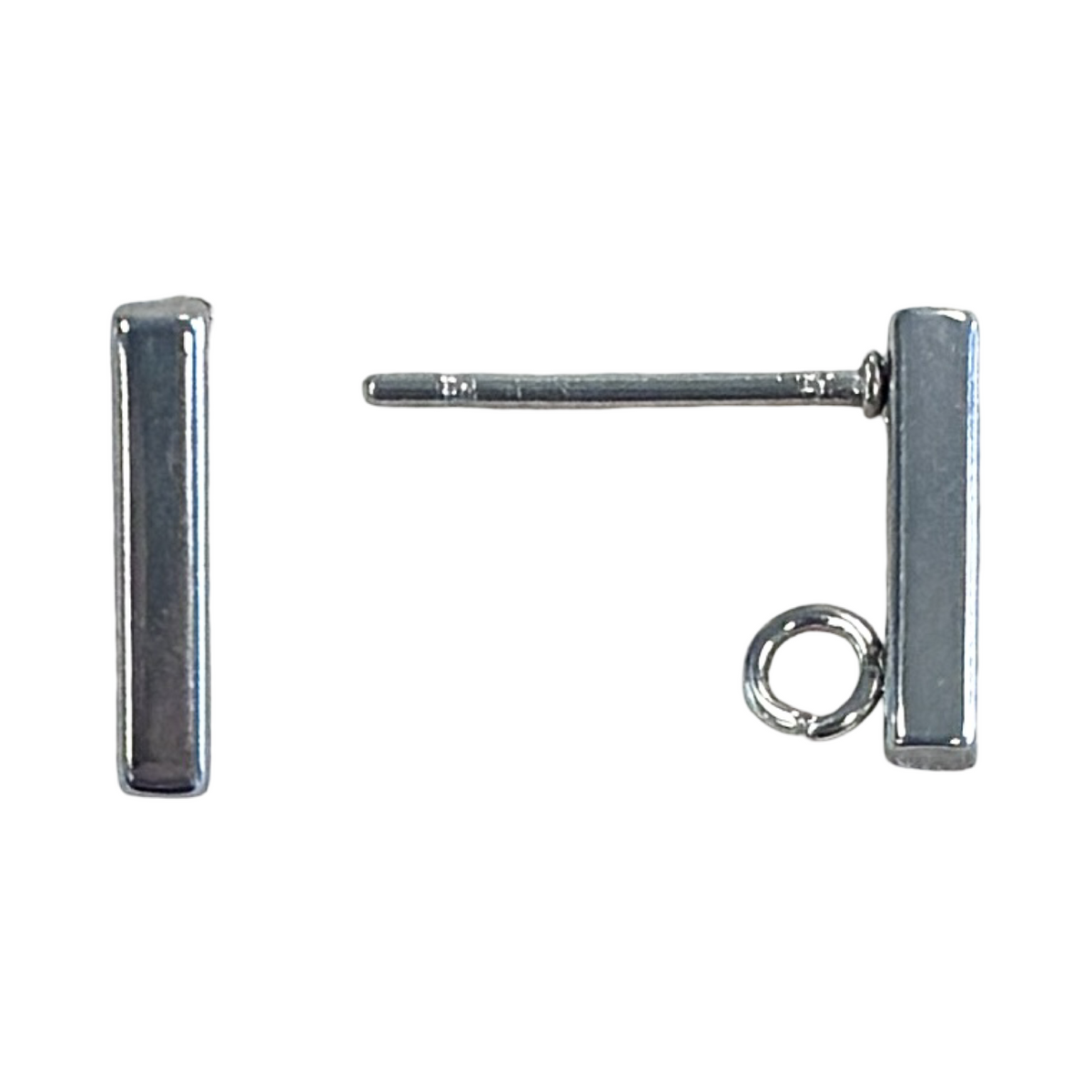 Gold Plate 304 Stainless Steel 4x2MM Bar Earring Stud With Closed Hanging Loop