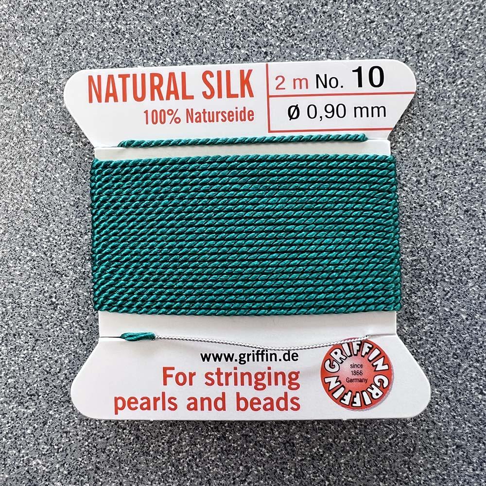 Green Size 10 (.9MM) Griffin Silk Bead Cord With Flex Needle