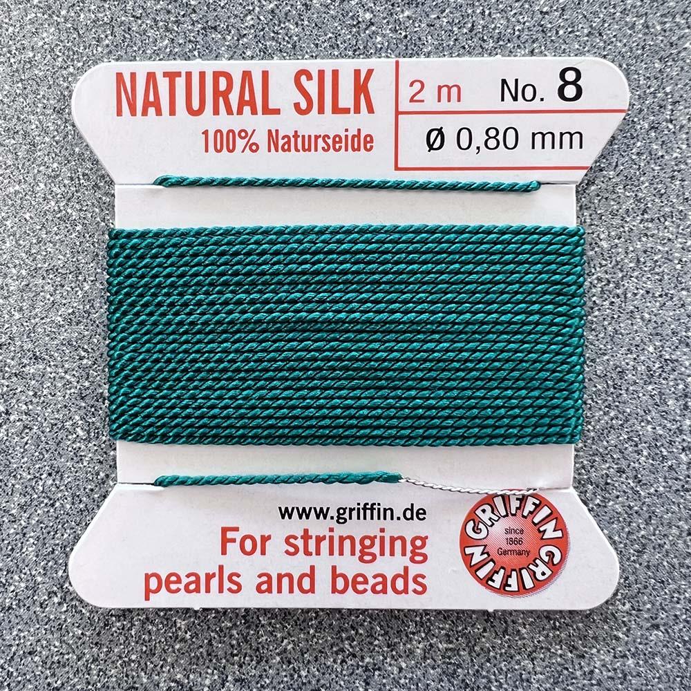 Green Size 8 (.8MM) Griffin Silk Bead Cord With Flex Needle