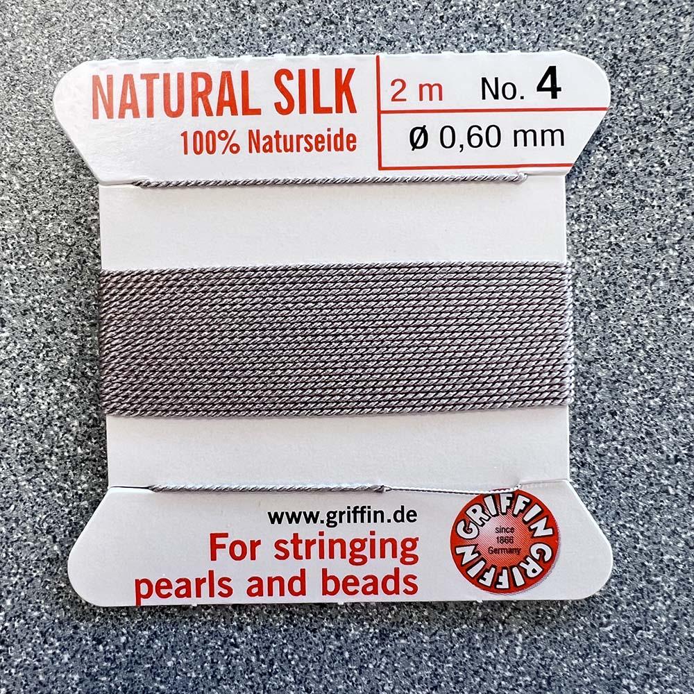 Grey Size 4 (.6MM) Griffin Silk Bead Cord With Flex Needle