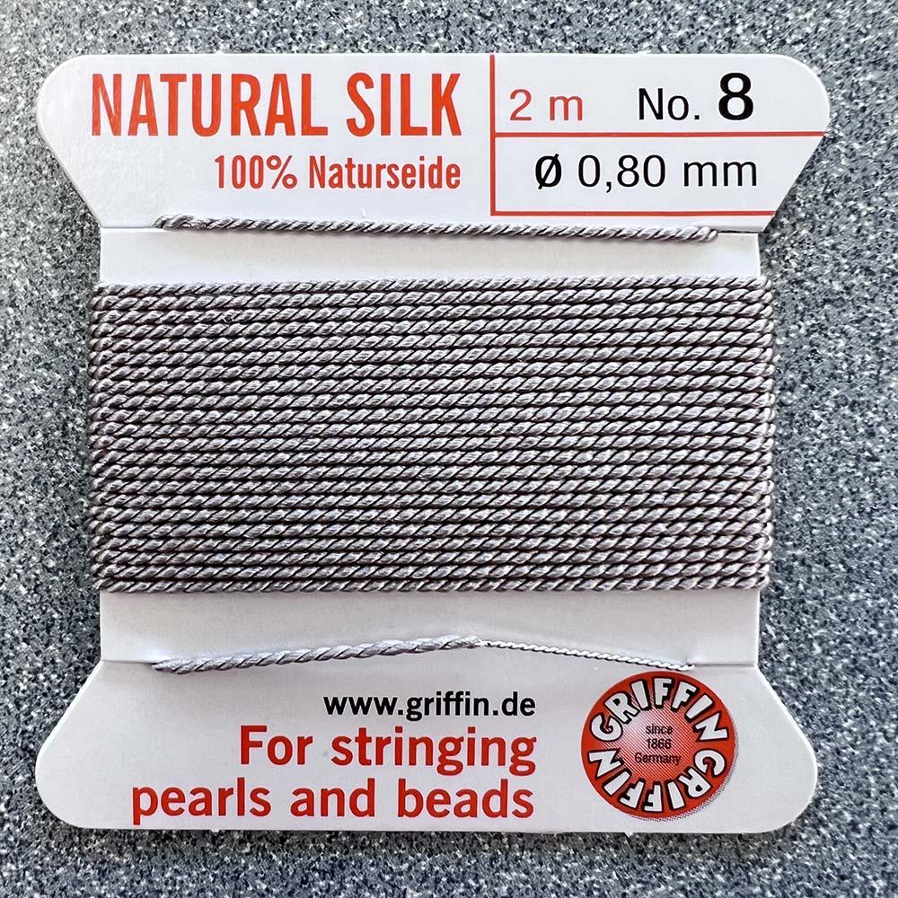 Grey Size 8 (.8MM) Griffin Silk Bead Cord With Flex Needle