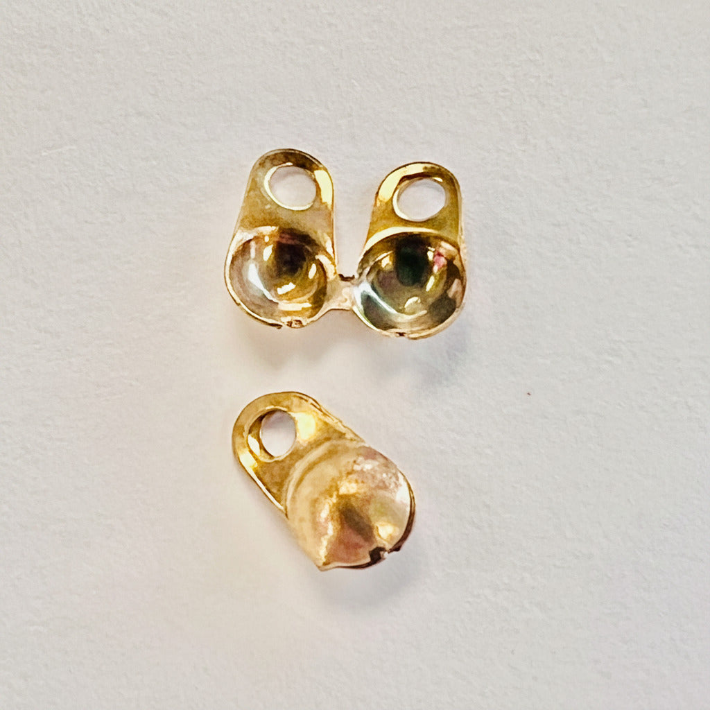 Gold Plate 2.5MM Fold Over Knot Cover or Ball Chain End Tip