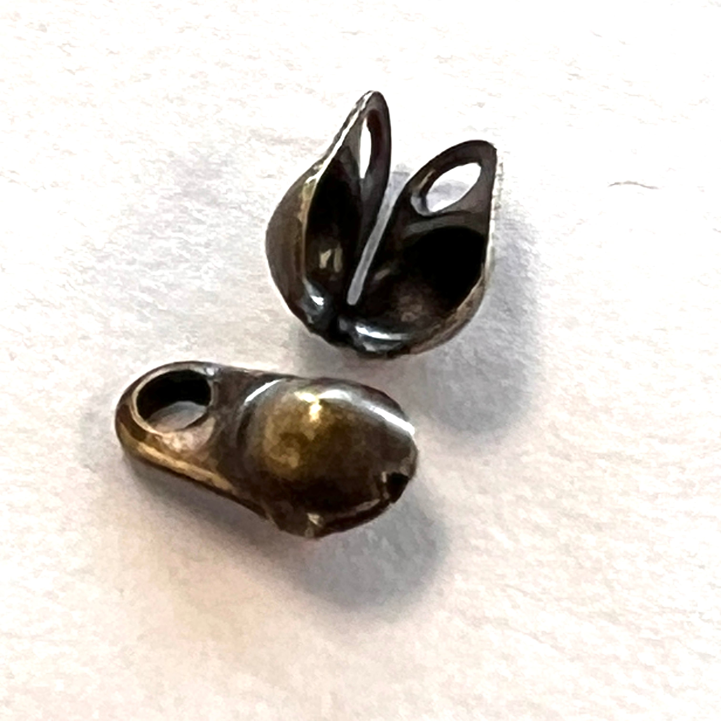 Antique Brass 2.5MM Fold Over Knot Cover or Ball Chain End Tip