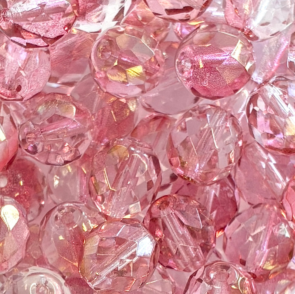 8MM  Crystal with Rose Fire Polish Ball