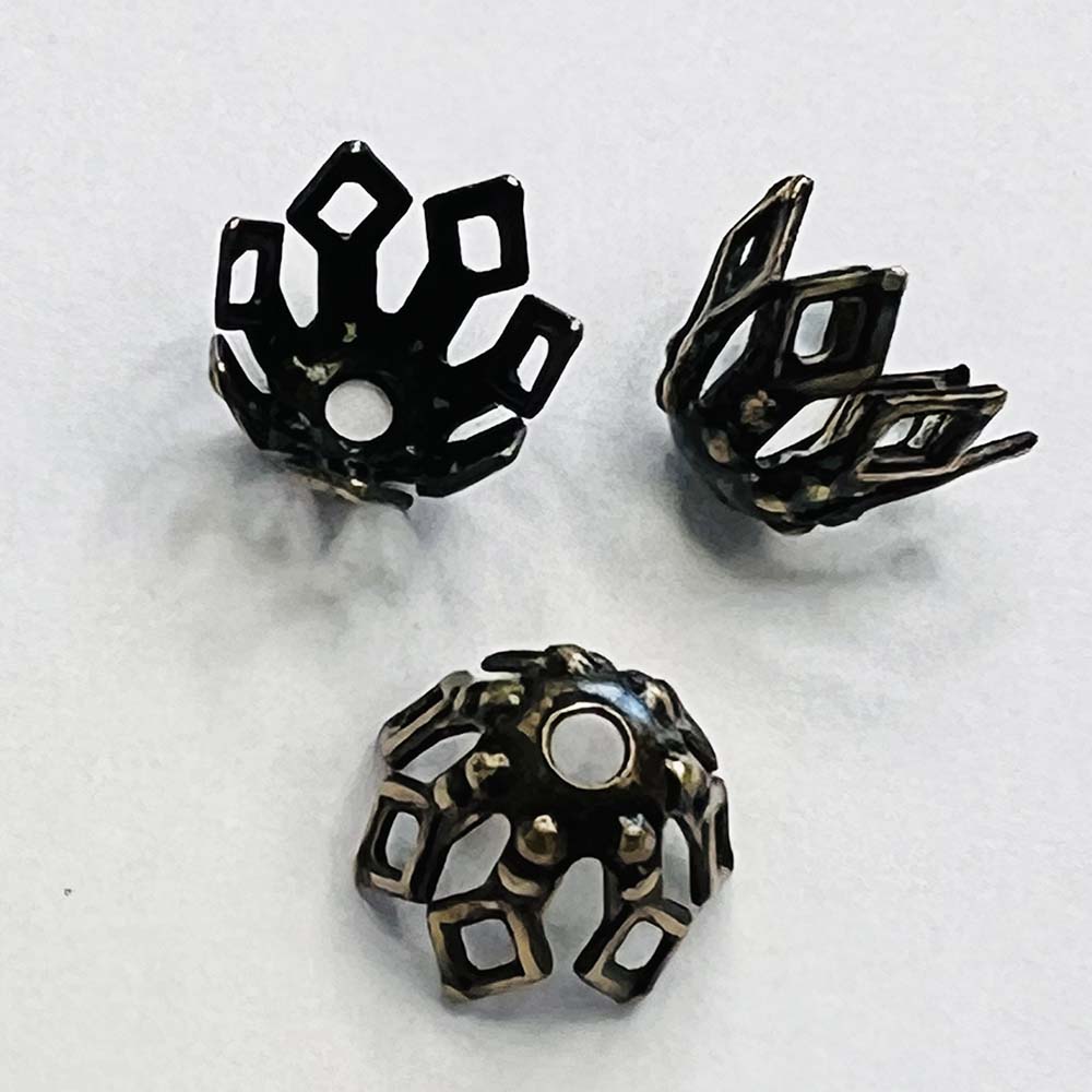 Antique Brass Filigree Cap For 6MM Bead