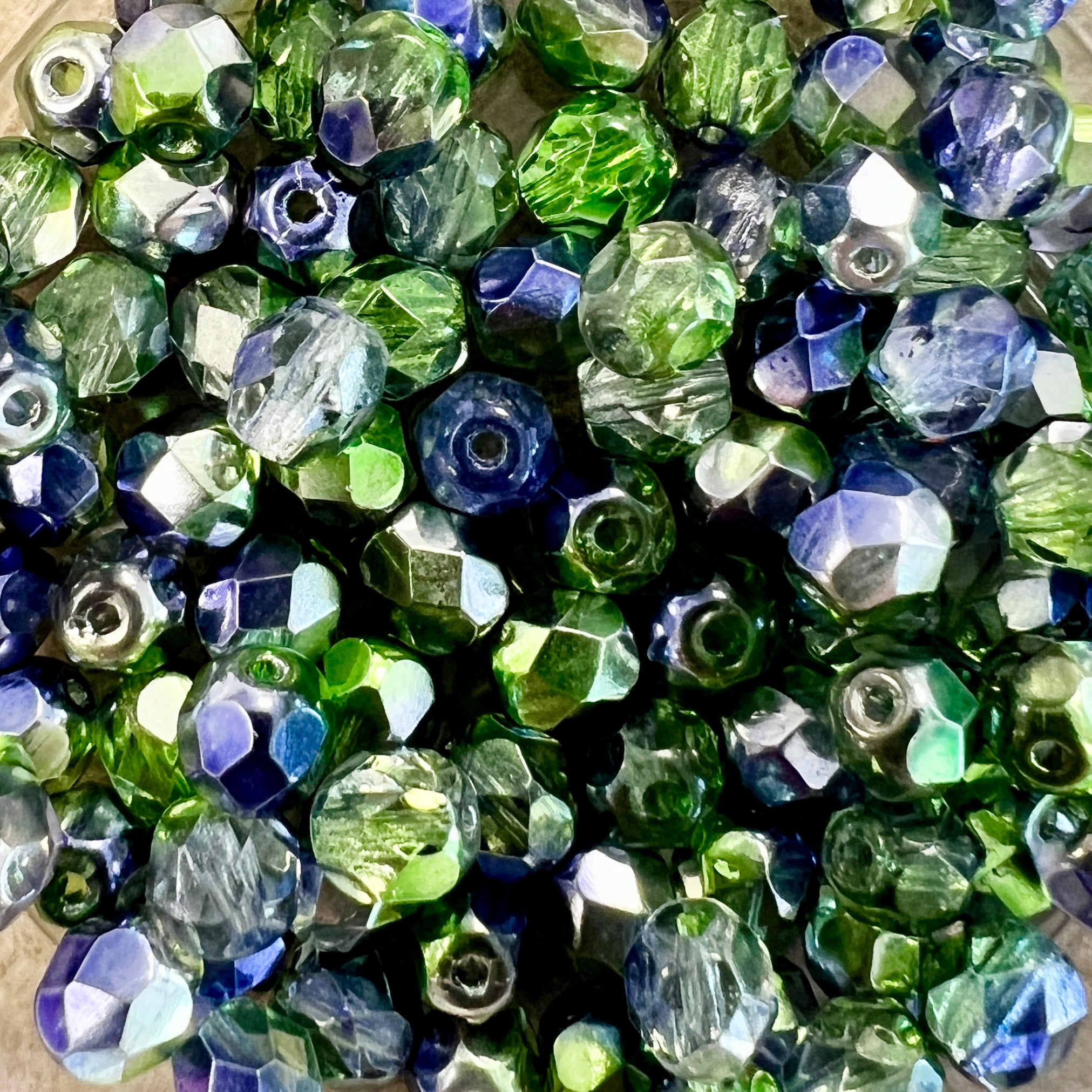 Peridot and Purple with Silver 4MM Fire Polish Ball