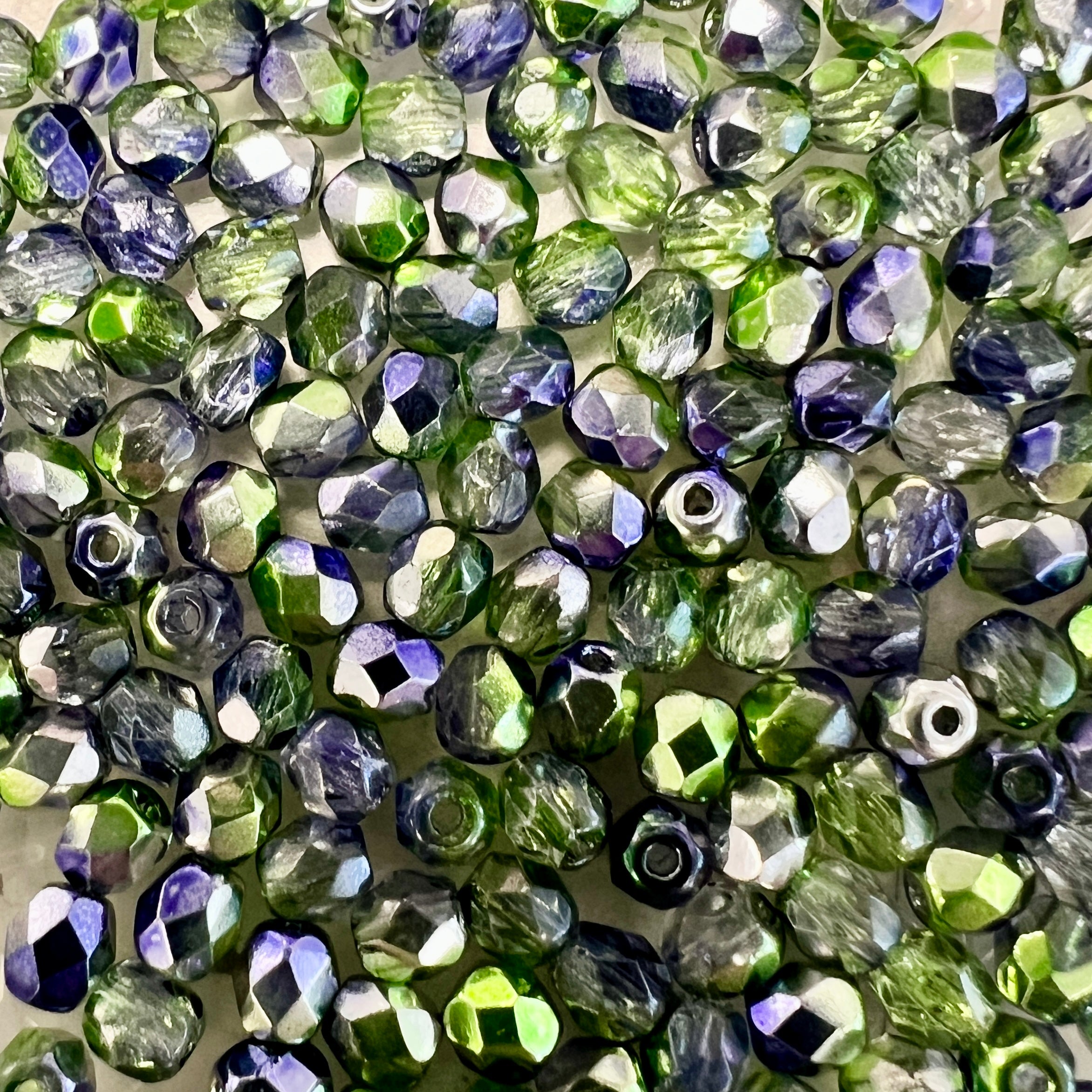 Peridot and Purple with Silver 6MM Fire Polish Ball