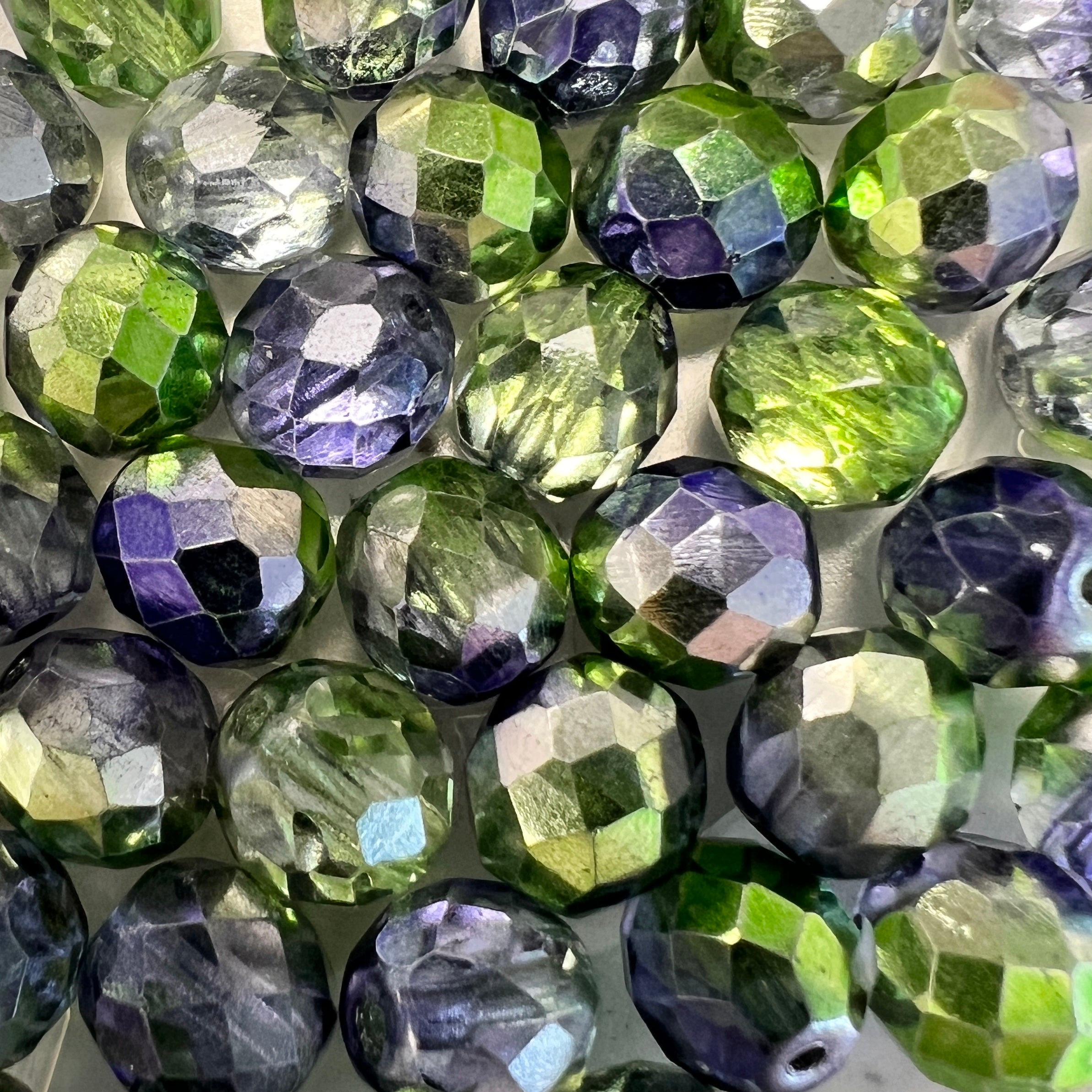 Peridot and Purple with Silver 10MM Fire Polish Ball