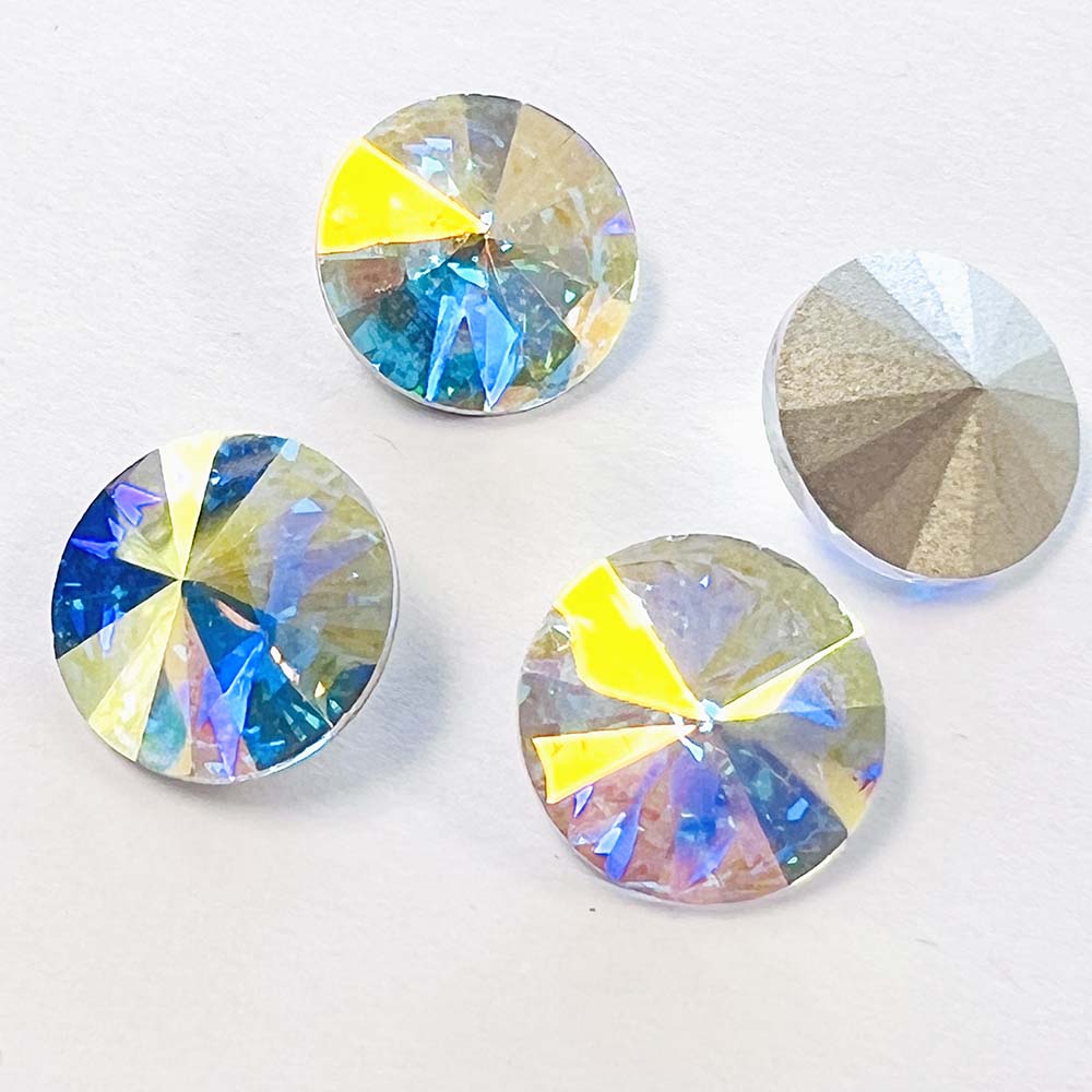 Crystal AB Faceted 14MM Rivoli Stone