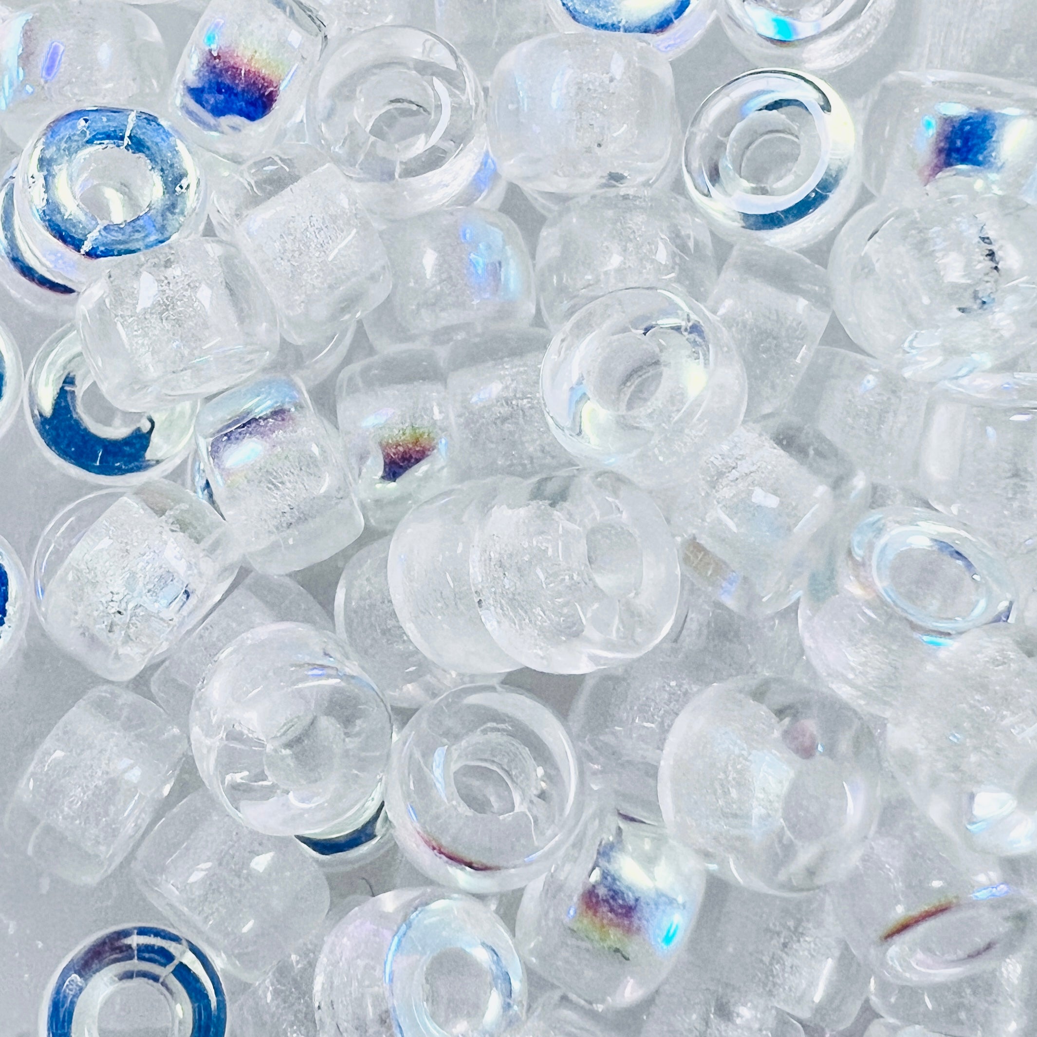 Crystal AB 6x4MM Crow Style Roller Bead With 2MM Large Hole