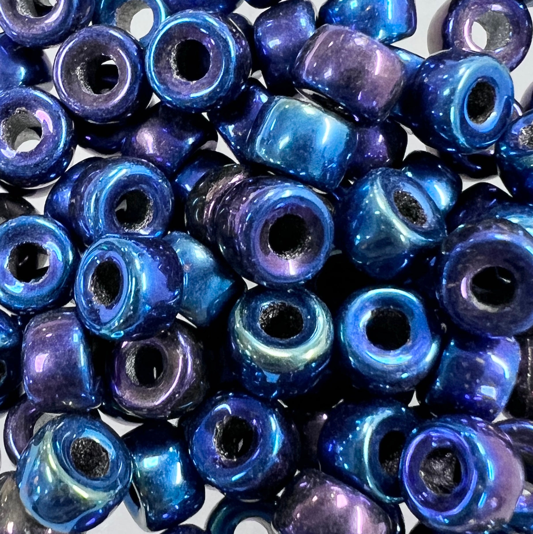 Blue Iris 6x4MM Crow Style Roller Bead With 2MM Large Hole