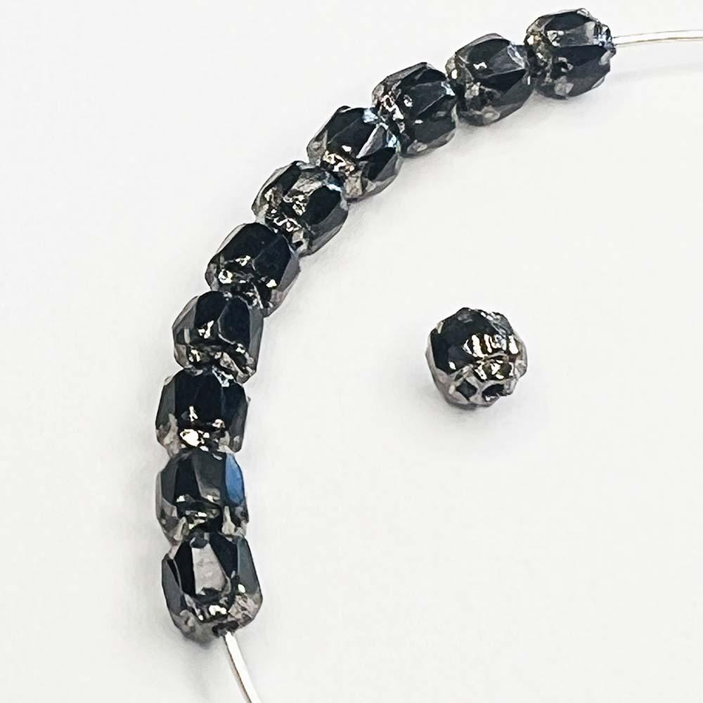 Jet with Silver 4MM Cathedral Bead
