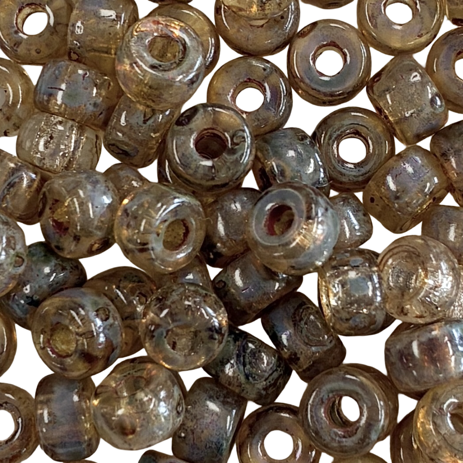 Light Topaz Picasso 2/0 Crow Roller Bead With 2MM Large Hole