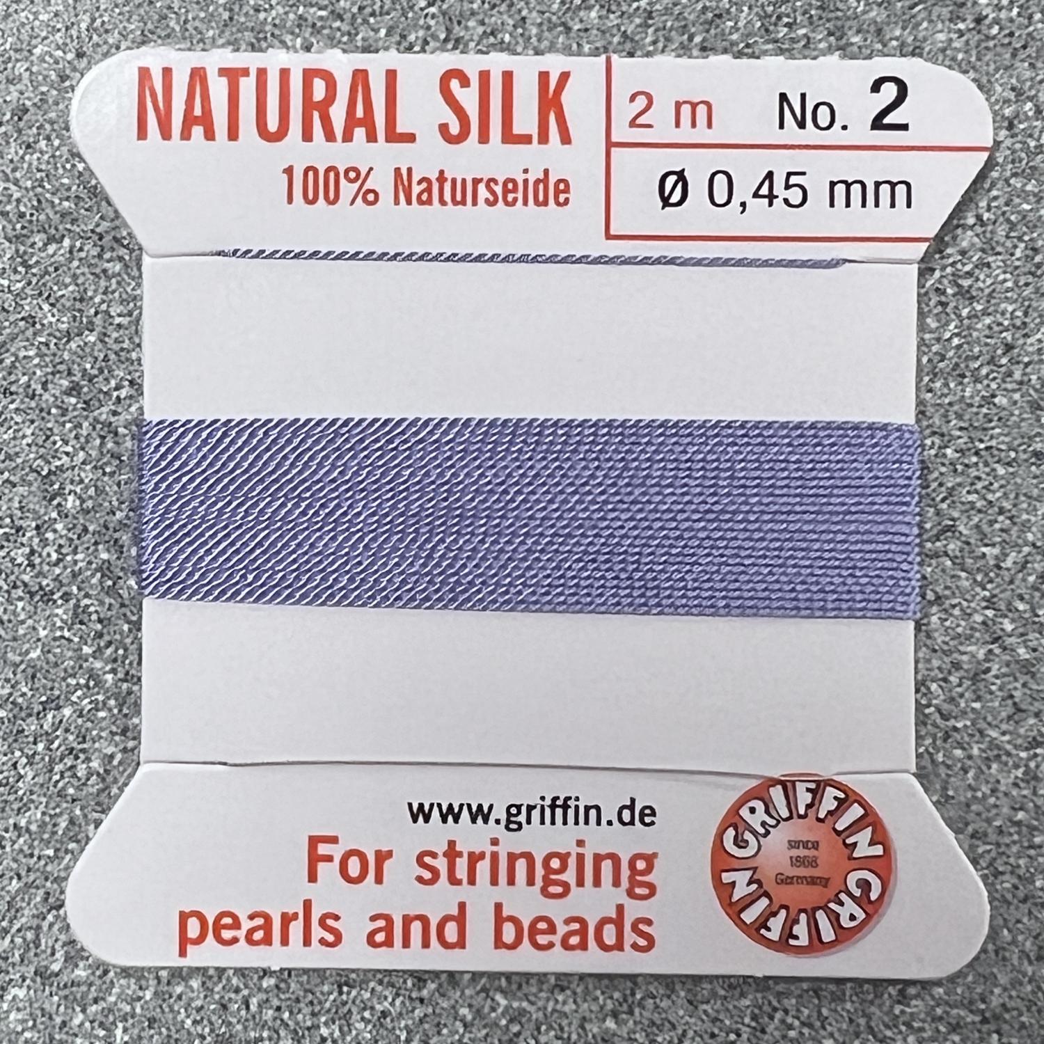 Lilac Size 2 (.45mm) Griffin Silk Cord With Flex Needle