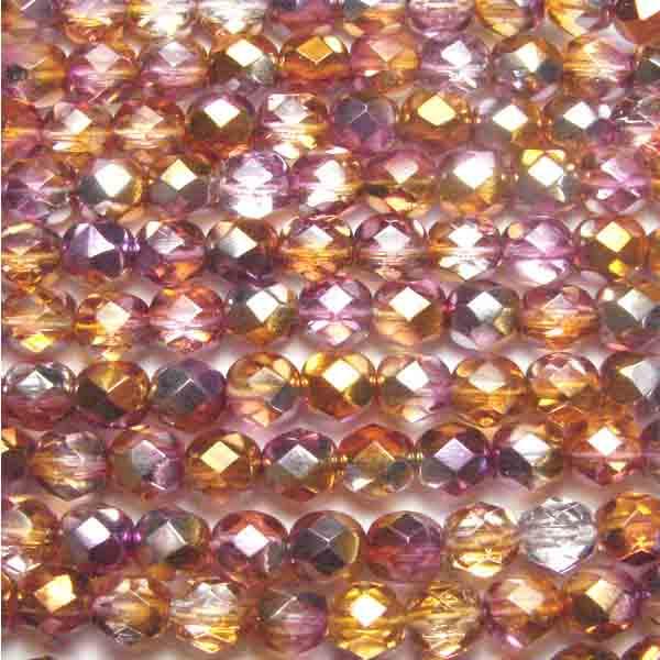 Lilac and Jonquil with Gold 4MM Fire Polish Ball