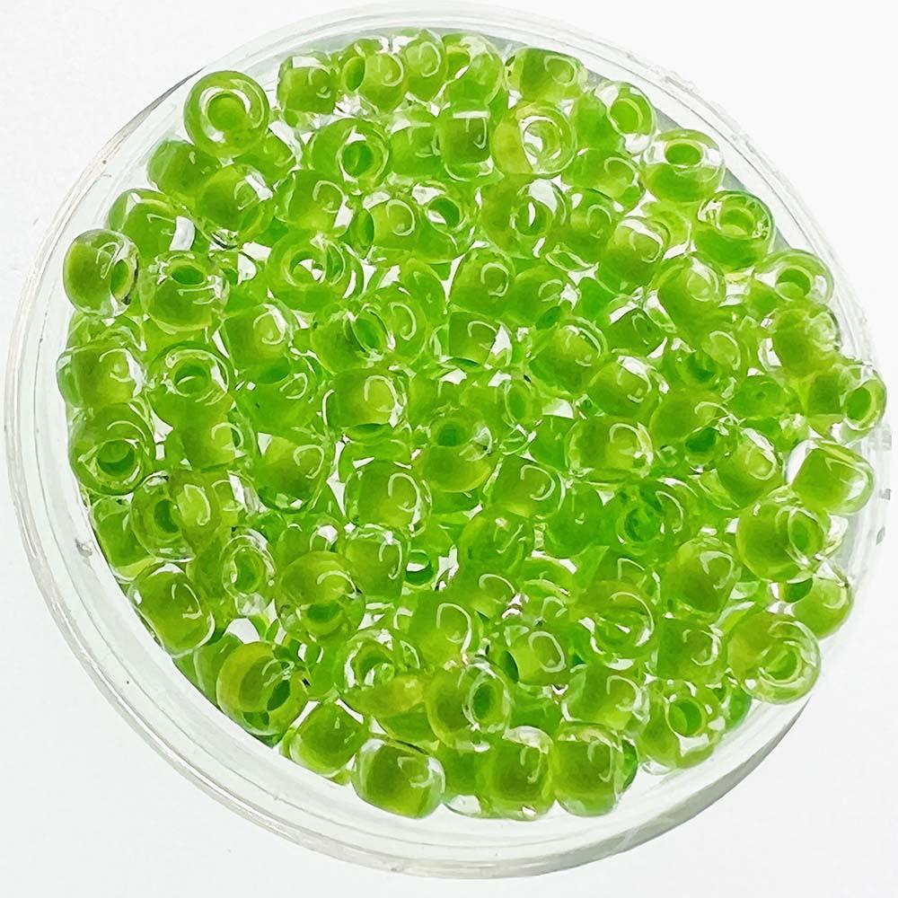 Lime Lined Crystal Czech 6/0 Seed Bead