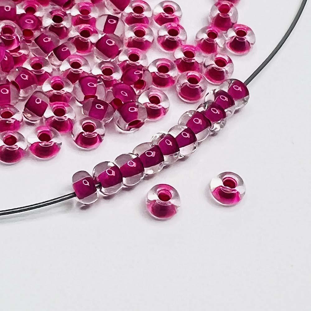 Magenta Lined Crystal 6/0 Czech Seed Bead